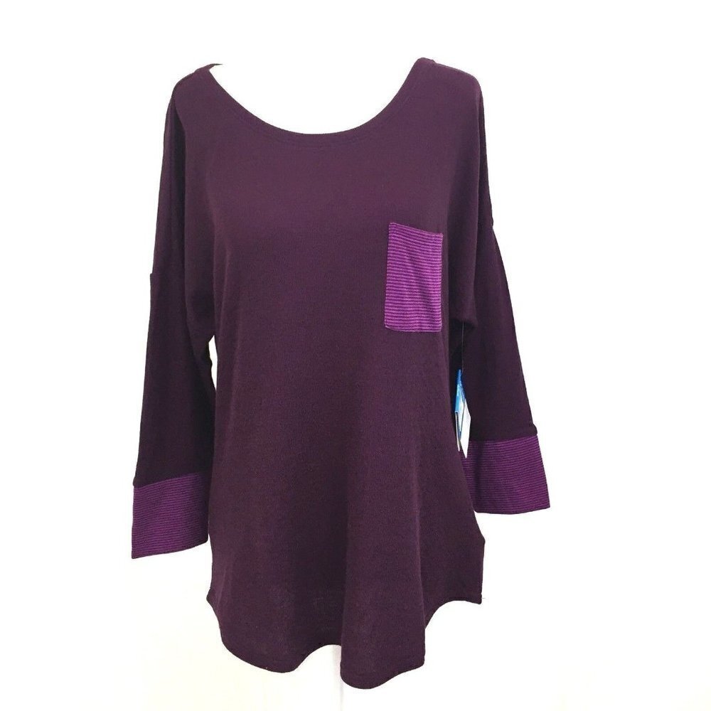 Columbia Women's Large Sweetheart Grove 3/4 Sleeve Knit Top Burgundy NEW